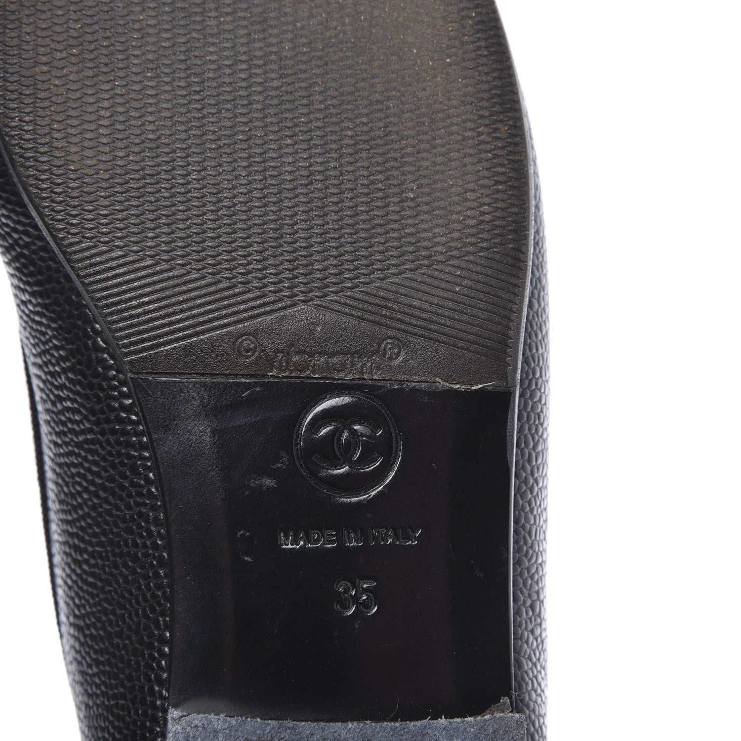 Chanel Caviar CC Cap Toe Ballerina Flats 35 Black 8 of 8
