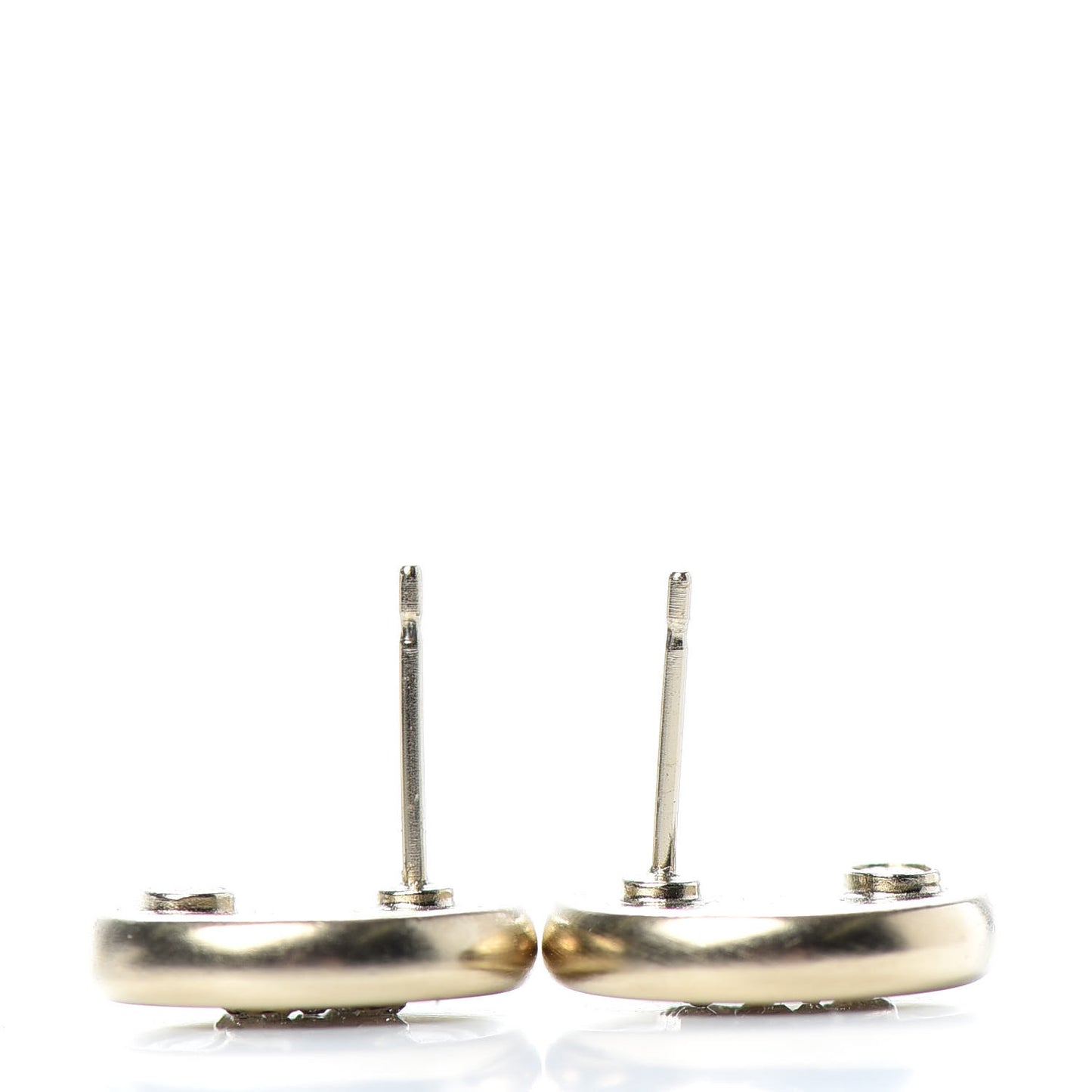 Crystal CC Round Earrings Light Gold