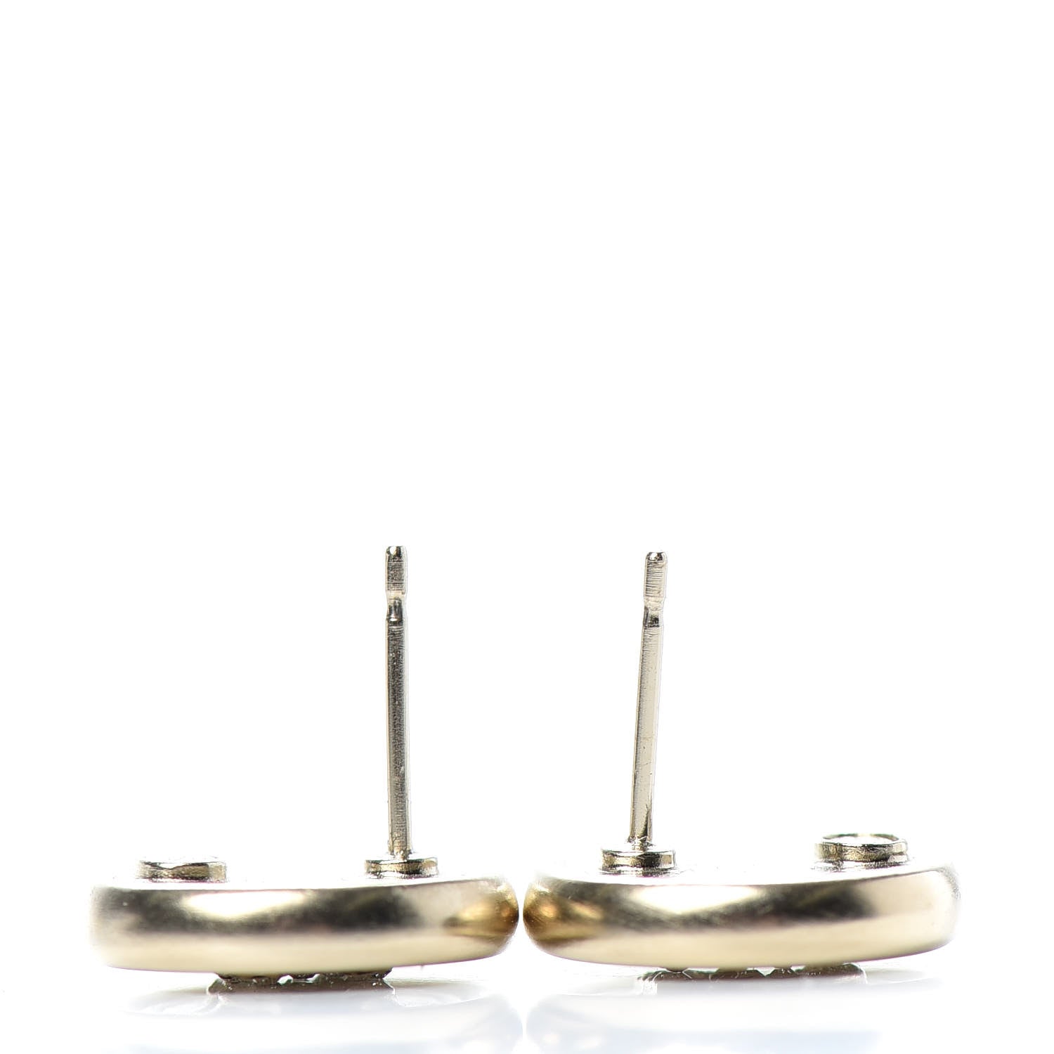 Chanel Crystal CC Round Earrings Light Gold 3 of 4