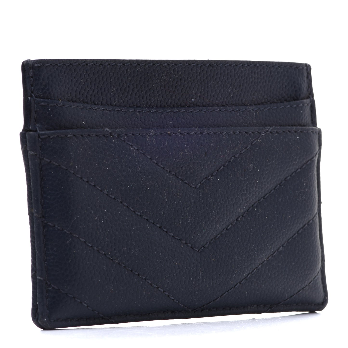 Grain De Poudre Matelasse Chevron Monogram Credit Card Case Navy