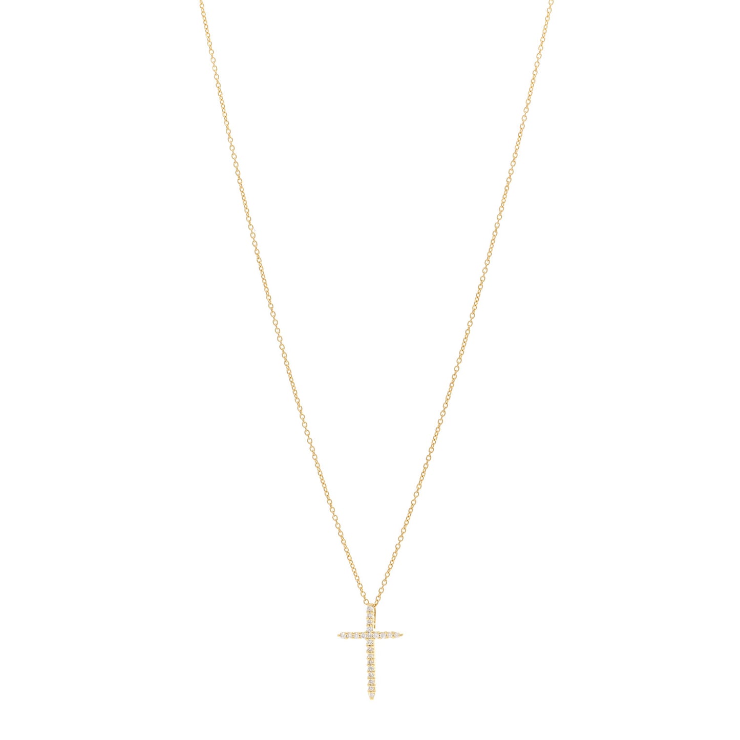 18K Yellow Gold Diamond Tiny Treasures Sliver Cross Pendant Necklace