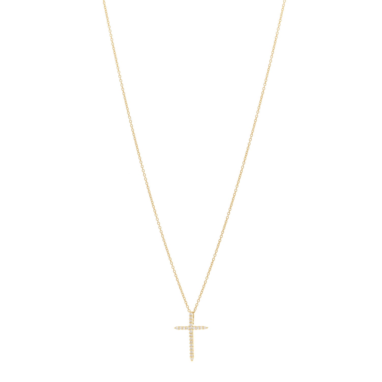 Roberto Coin 18K Yellow Gold Diamond Tiny Treasures Sliver Cross Pendant Necklace 1 of 4