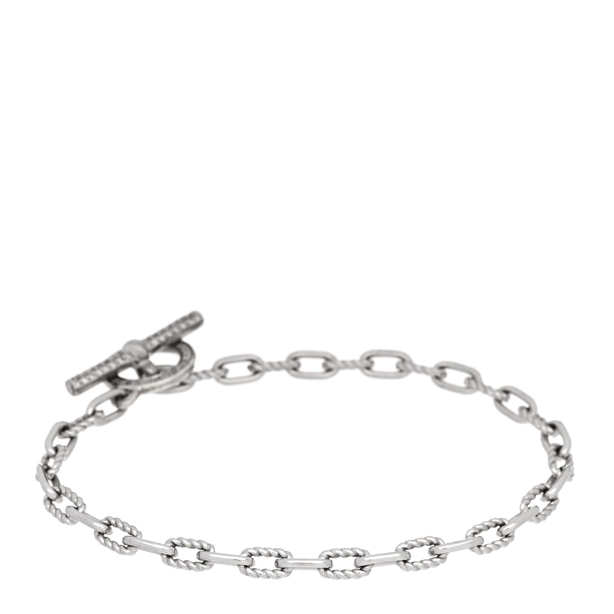David Yurman Sterling Silver Diamond DY Madison Pave Toggle Chain Bracelet 2 of 4