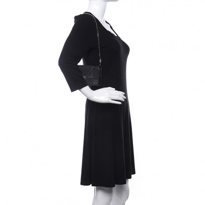 Christian Dior Metallic Patent Micro-Cannage Diorama Croisiere Chain Wallet Onyx Black 2 of 10