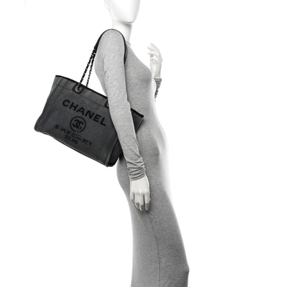 Chanel Canvas Sequin Small Deauville Tote Charcoal 2 of 13
