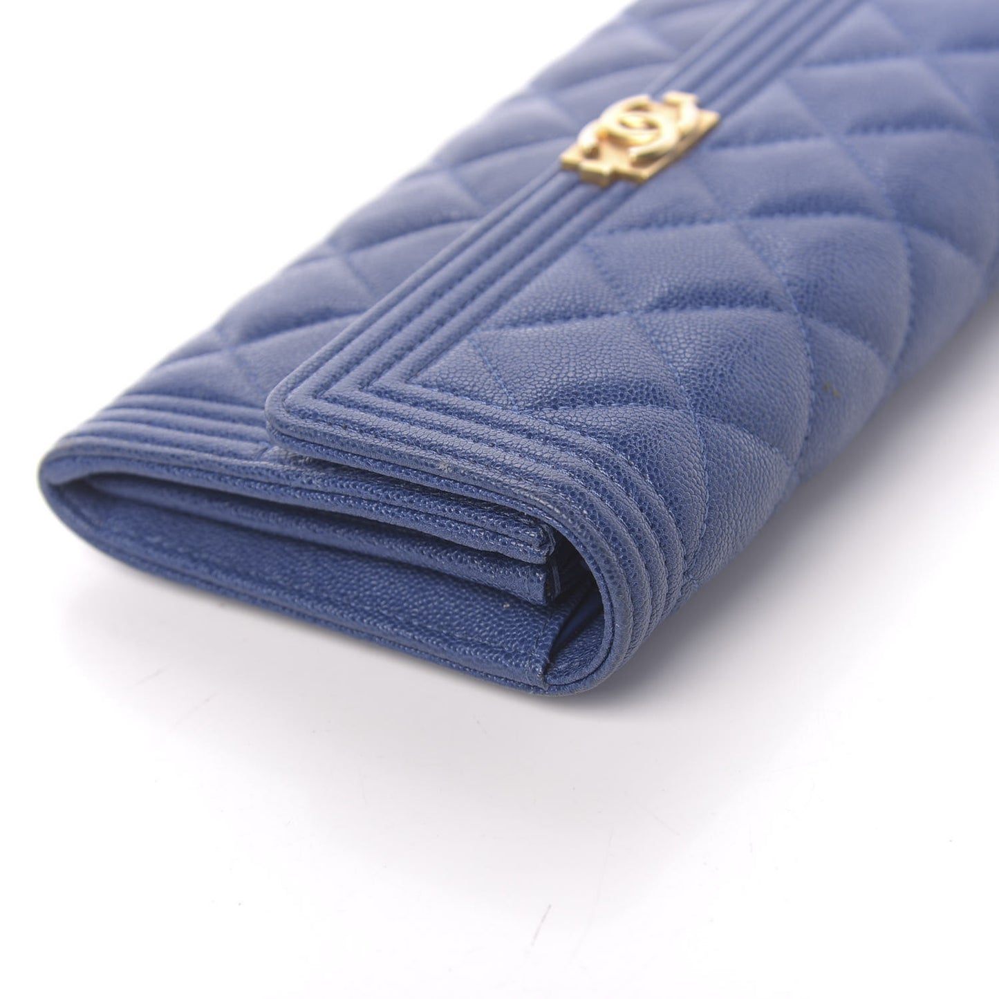 Caviar Quilted Boy Flap Wallet Blue