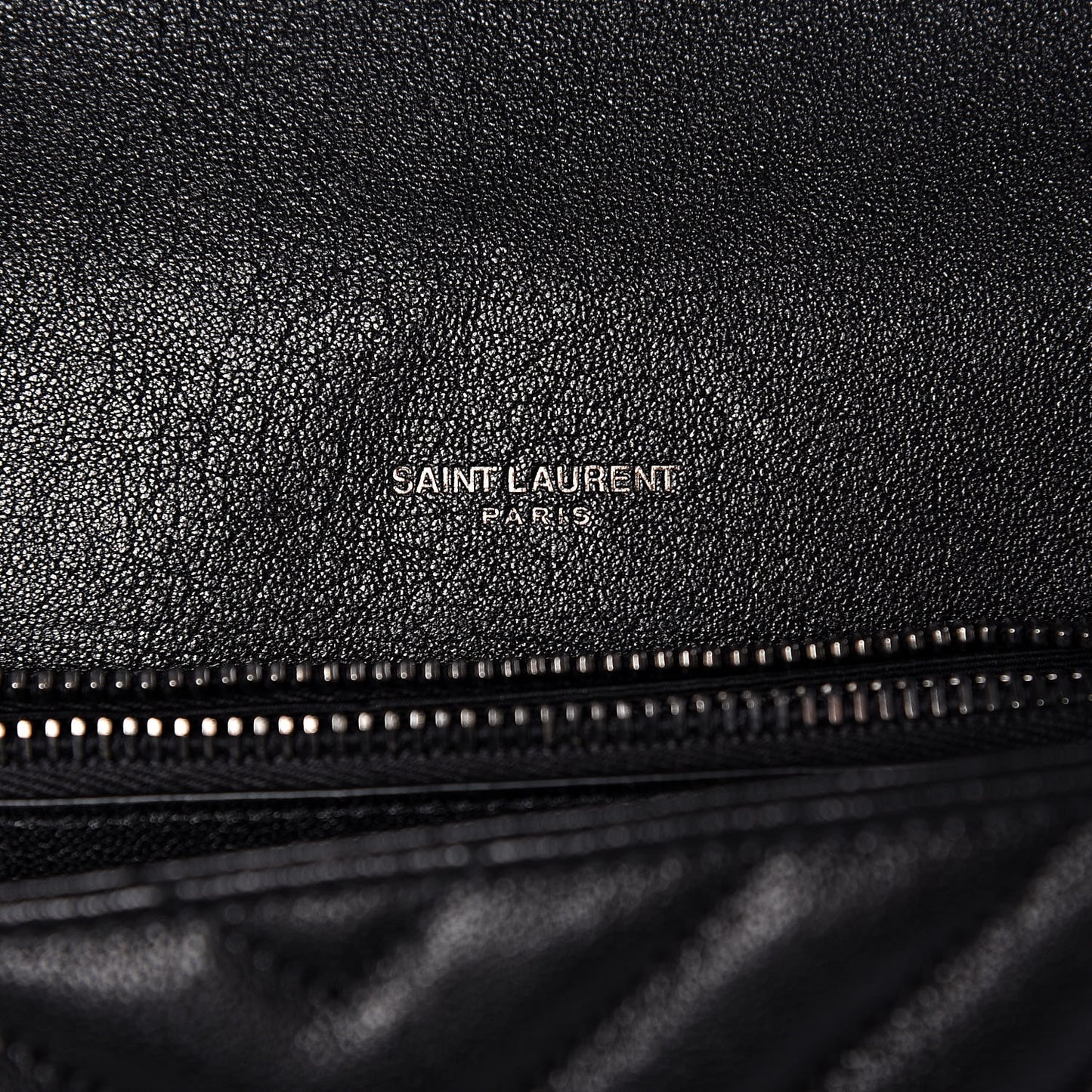 Sheepskin Matelasse Chevron Monogram Medium College Bag Black