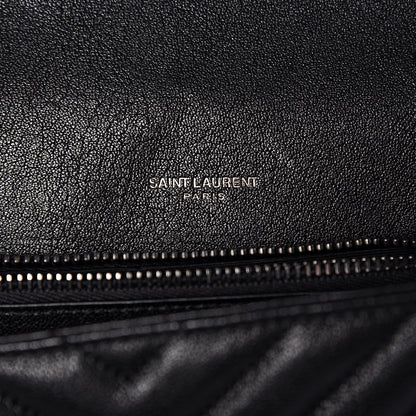 Saint Laurent Sheepskin Matelasse Chevron Monogram Medium College Bag Black 7 of 11