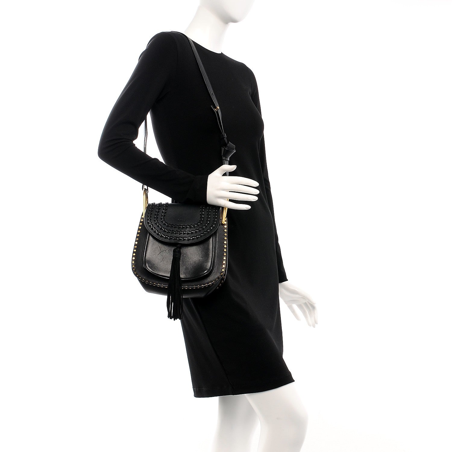 Chloe Calfskin Braided Small Hudson Shoulder Bag Black 2 of 7