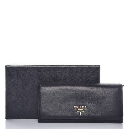 Prada Vitello Phenix Continental Flap Wallet Black 7 of 7