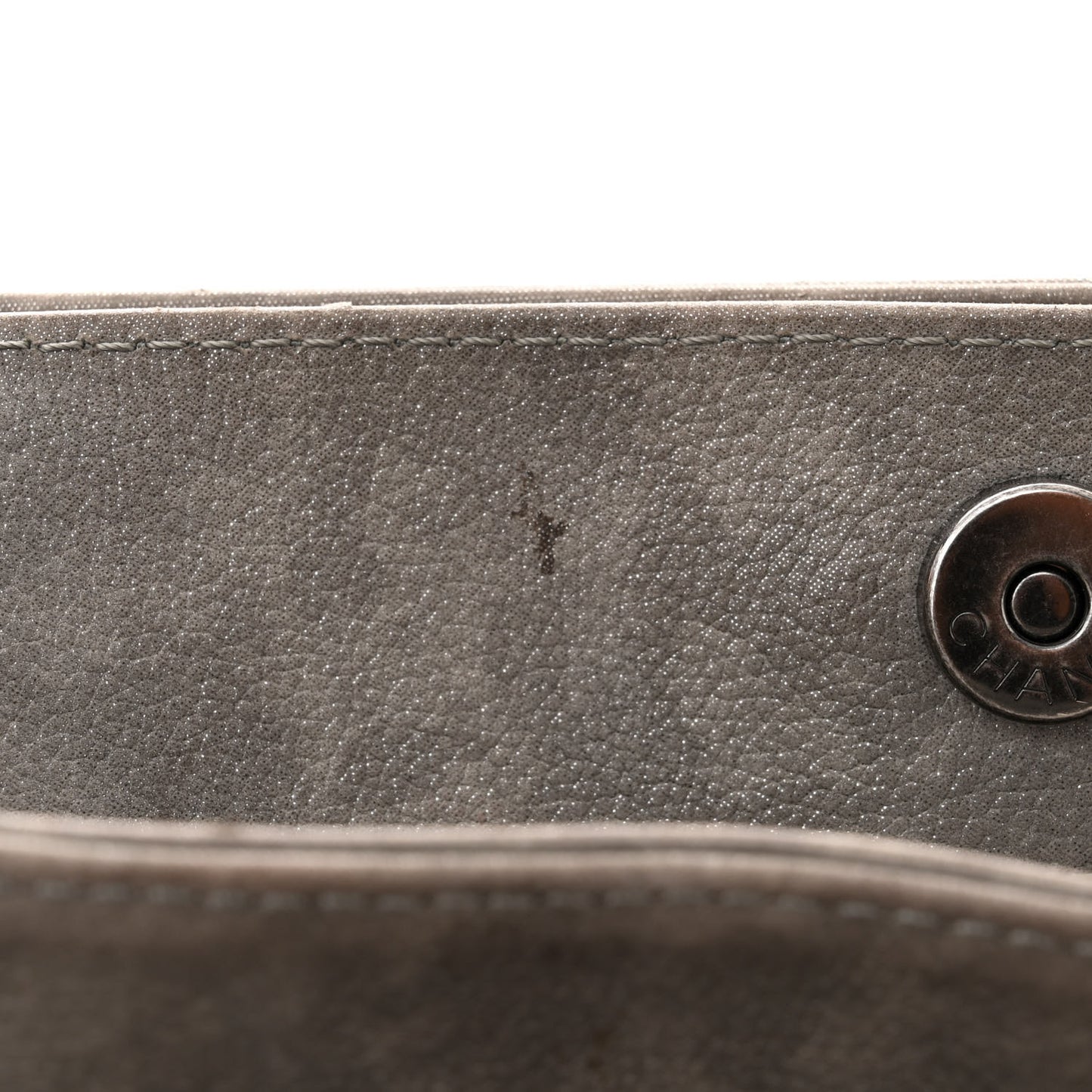 Iridescent Calfskin CC East West Shopping Tote Light Grey