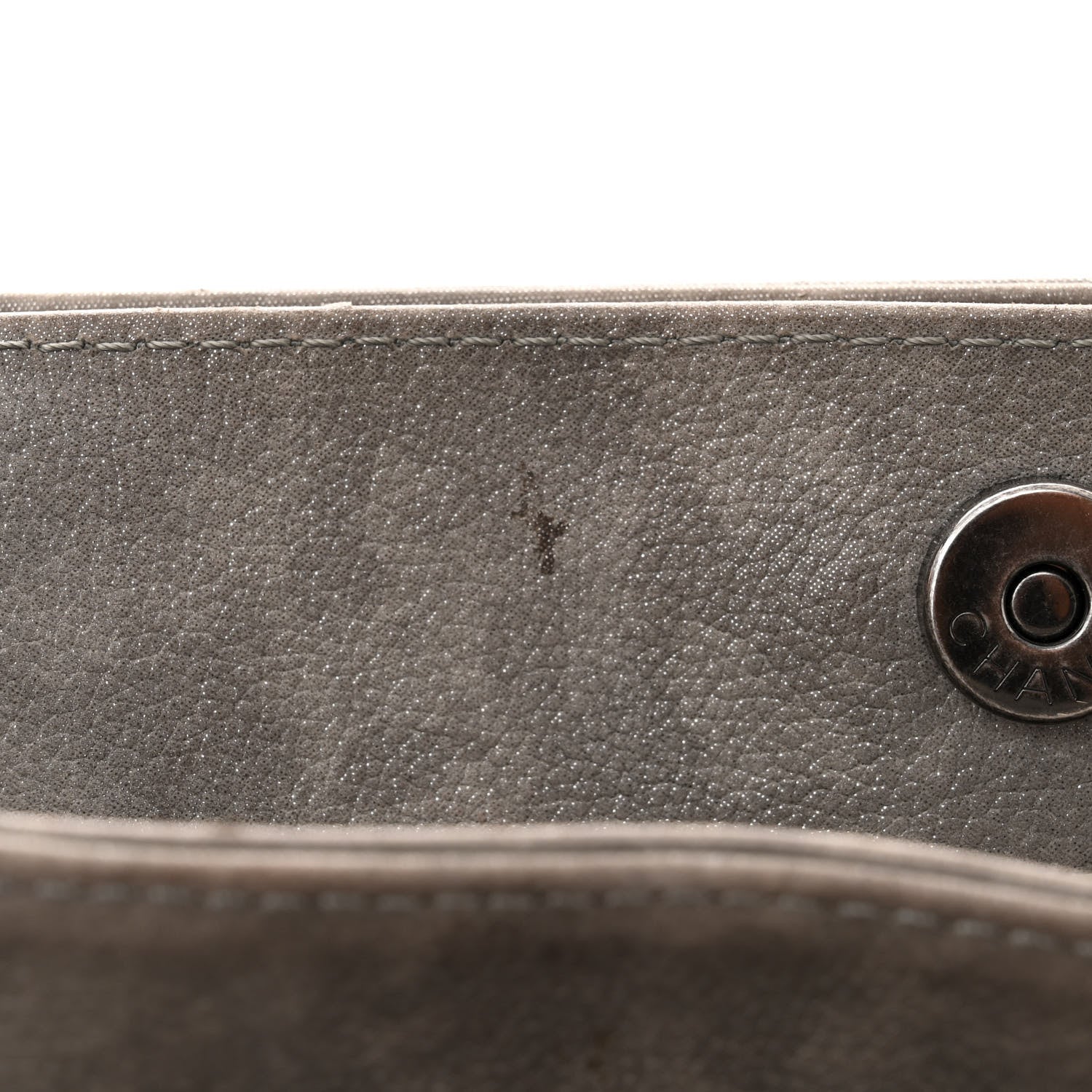 Chanel Iridescent Calfskin CC East West Shopping Tote Light Grey 13 of 14