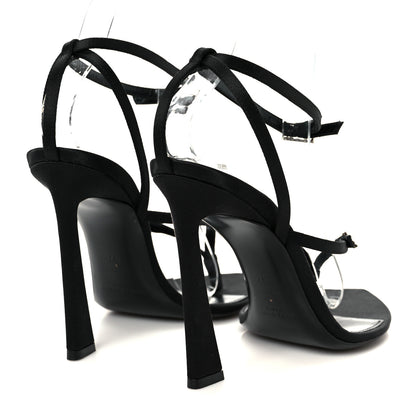 Saint Laurent Crepe Satin Crystal Nadja 105 Ankle Strap Sandals 37 Black 5 of 9
