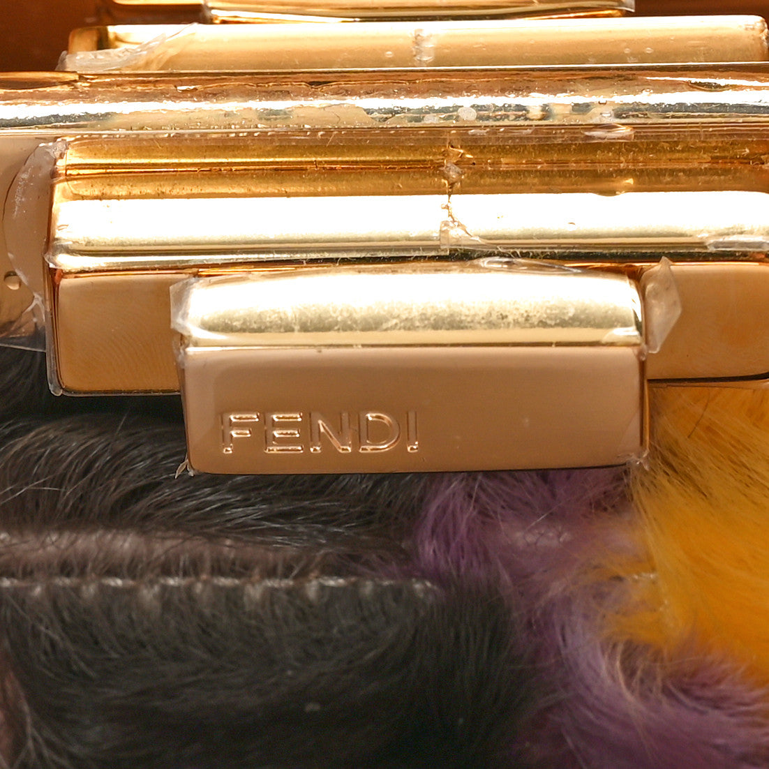 Fendi Vitello Seta Astrakan Intarsio Geometric Medium Peekaboo I SEE U Satchel Tortora 7 of 12