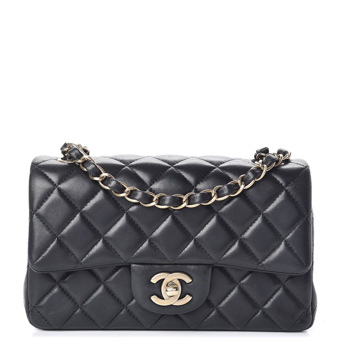 Lambskin Quilted Mini Rectangular Flap Black