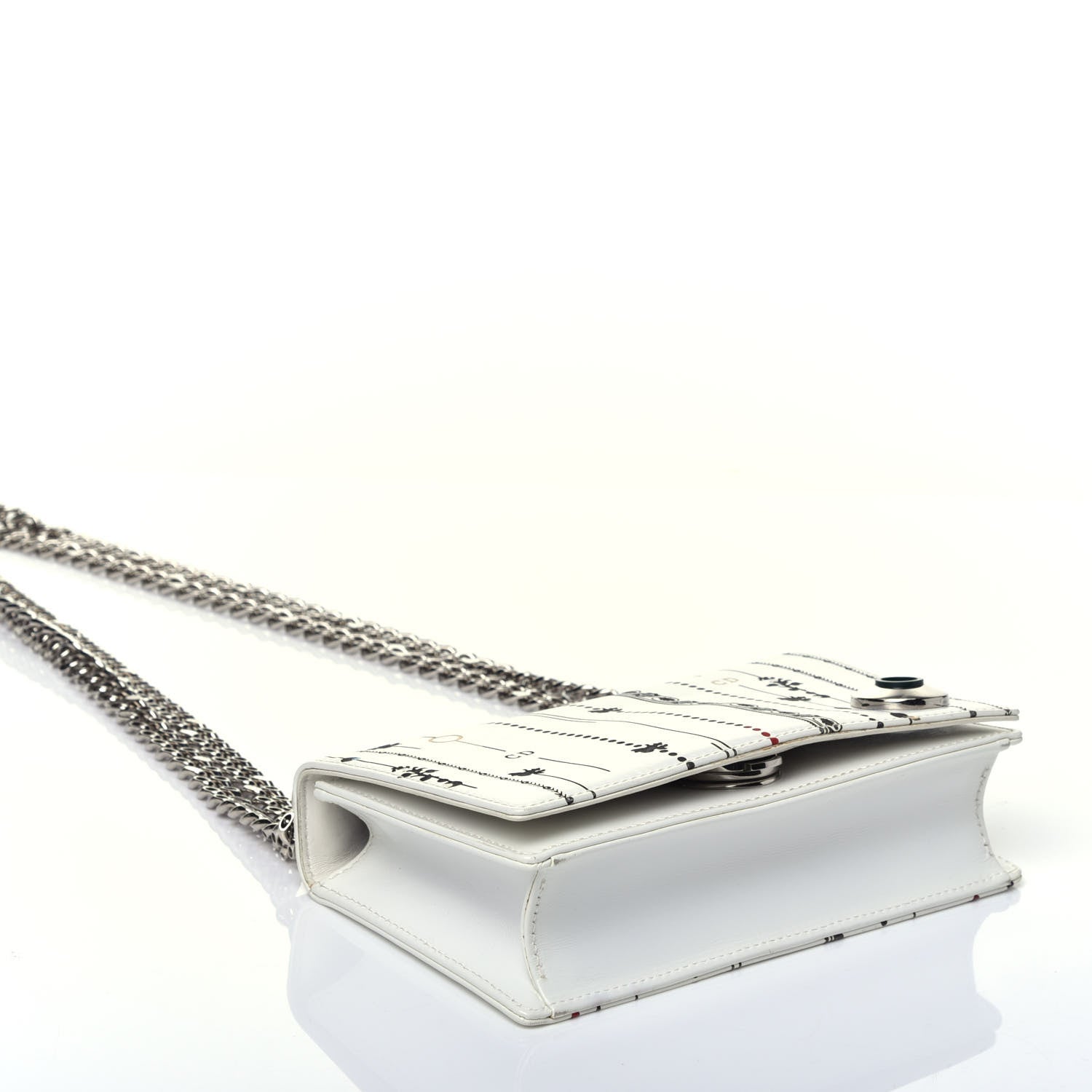 Christian Dior Calfskin Printed Medium Diorama Flap Bag White 4 of 10
