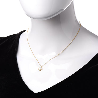 Van Cleef & Arpels 18K Yellow Gold Mother of Pearl Sweet Alhambra Pendant Necklace 2 of 7
