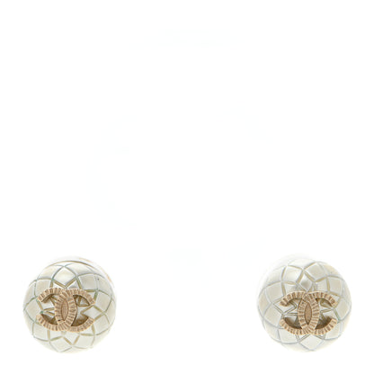Chanel Pearl CC Quilted Round Earrings Gold 1 of 4