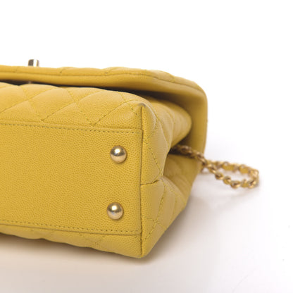 Chanel Caviar Quilted Mini Coco Handle Flap Yellow 10 of 12
