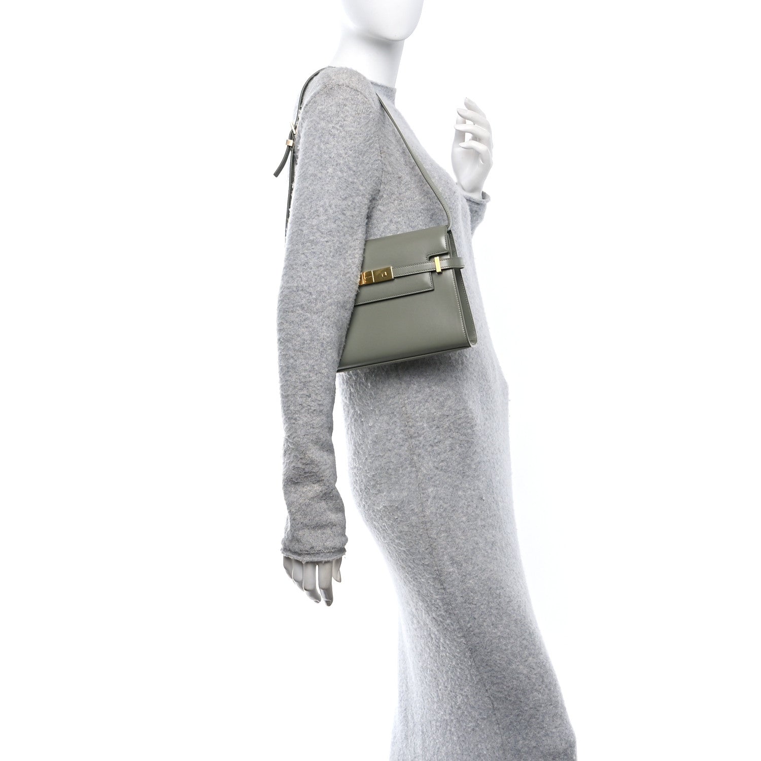 Saint Laurent Smooth Calfskin Small Manhattan Shoulder Bag Light Green 2 of 11