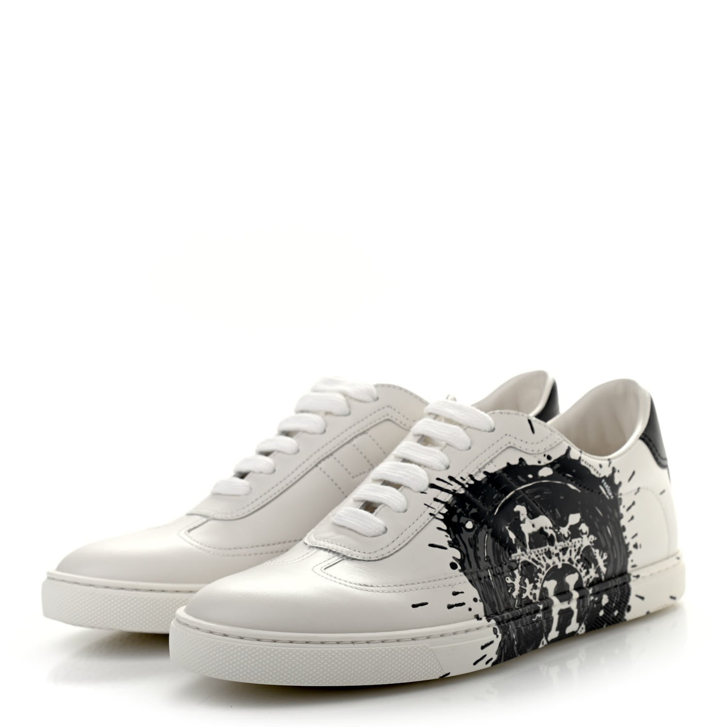 Hermes Swift Peinture Fraiche Womens Quicker Sneakers 38 White Black 2 of 8
