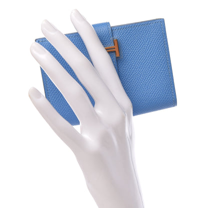 Hermes Epsom Bearn Card Holder Wallet Bleu Paradis 2 of 8