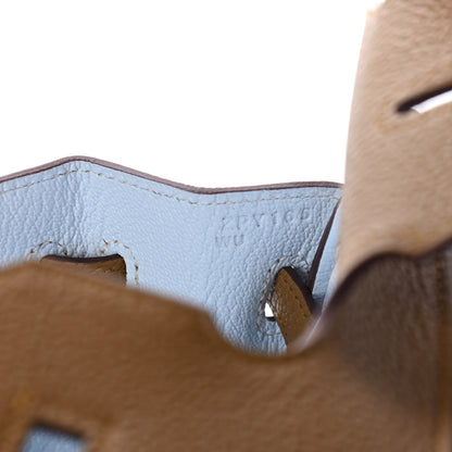 Hermes Togo Verso Birkin 25 Bronze Dore Bleu Brume 6 of 10