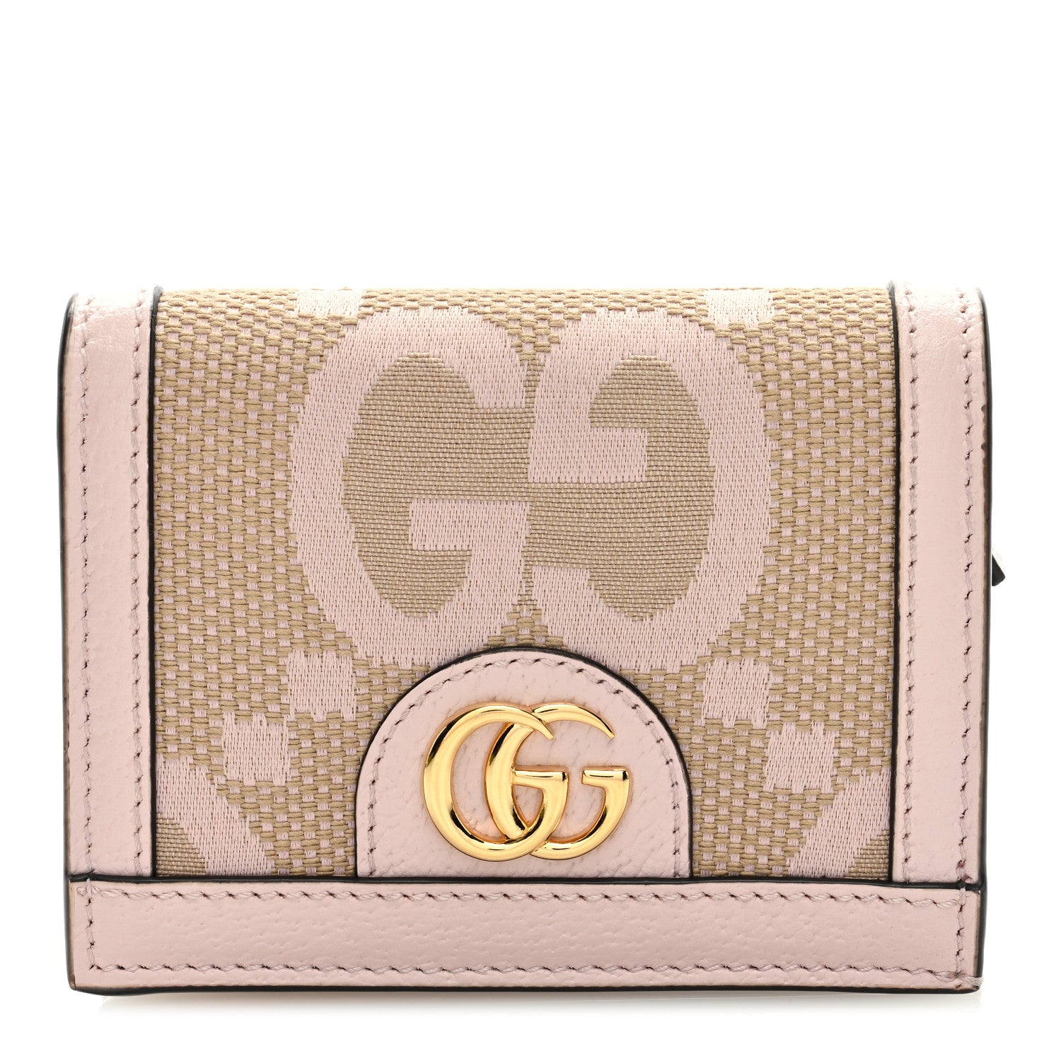 Gucci Monogram Jumbo GG Textured Dollar Calfskin Ophidia Card Case Beige Perfect Pink 1 of 6