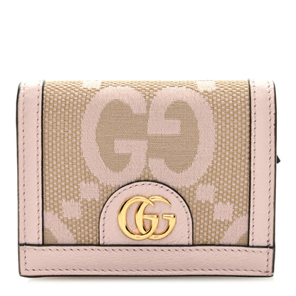 Gucci Monogram Jumbo GG Textured Dollar Calfskin Ophidia Card Case Beige Perfect Pink 1 of 6