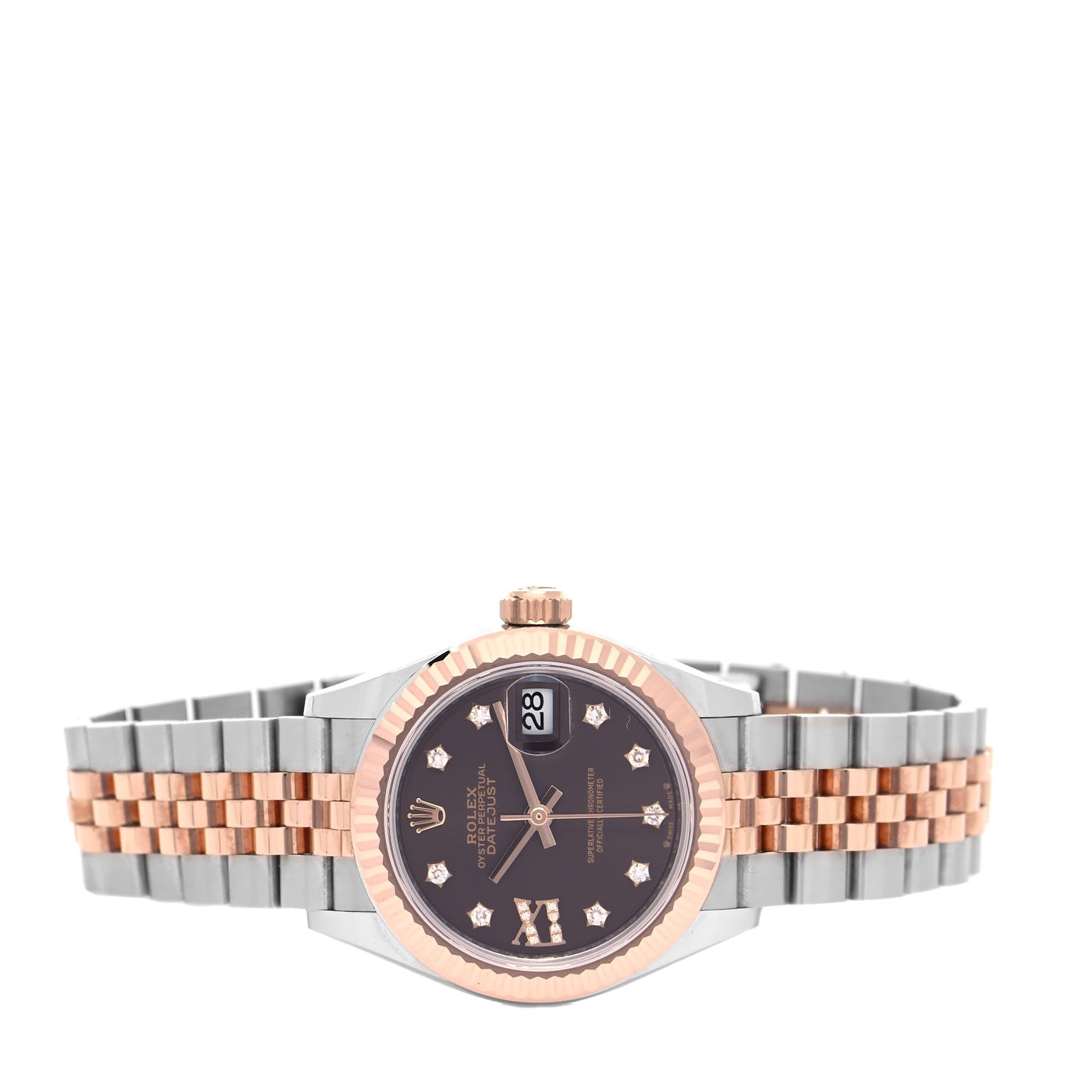 Rolex Stainless Steel 18K Everose Gold Diamond 28mm Oyster Perpetual Datejust Watch Chocolate 279171 2 of 5