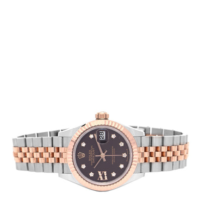 Rolex Stainless Steel 18K Everose Gold Diamond 28mm Oyster Perpetual Datejust Watch Chocolate 279171 2 of 5