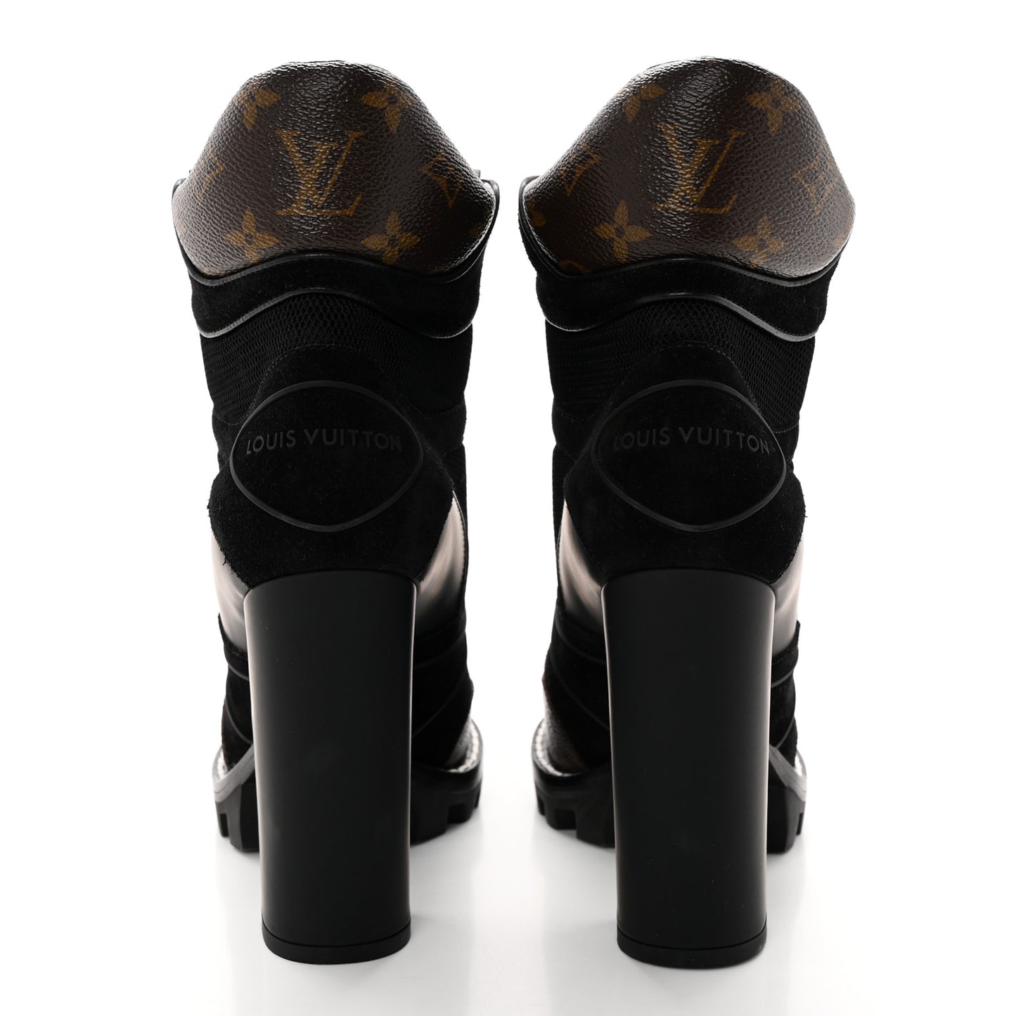 Suede Calfskin Monogram Star Trail Ankle Boots 38 Black