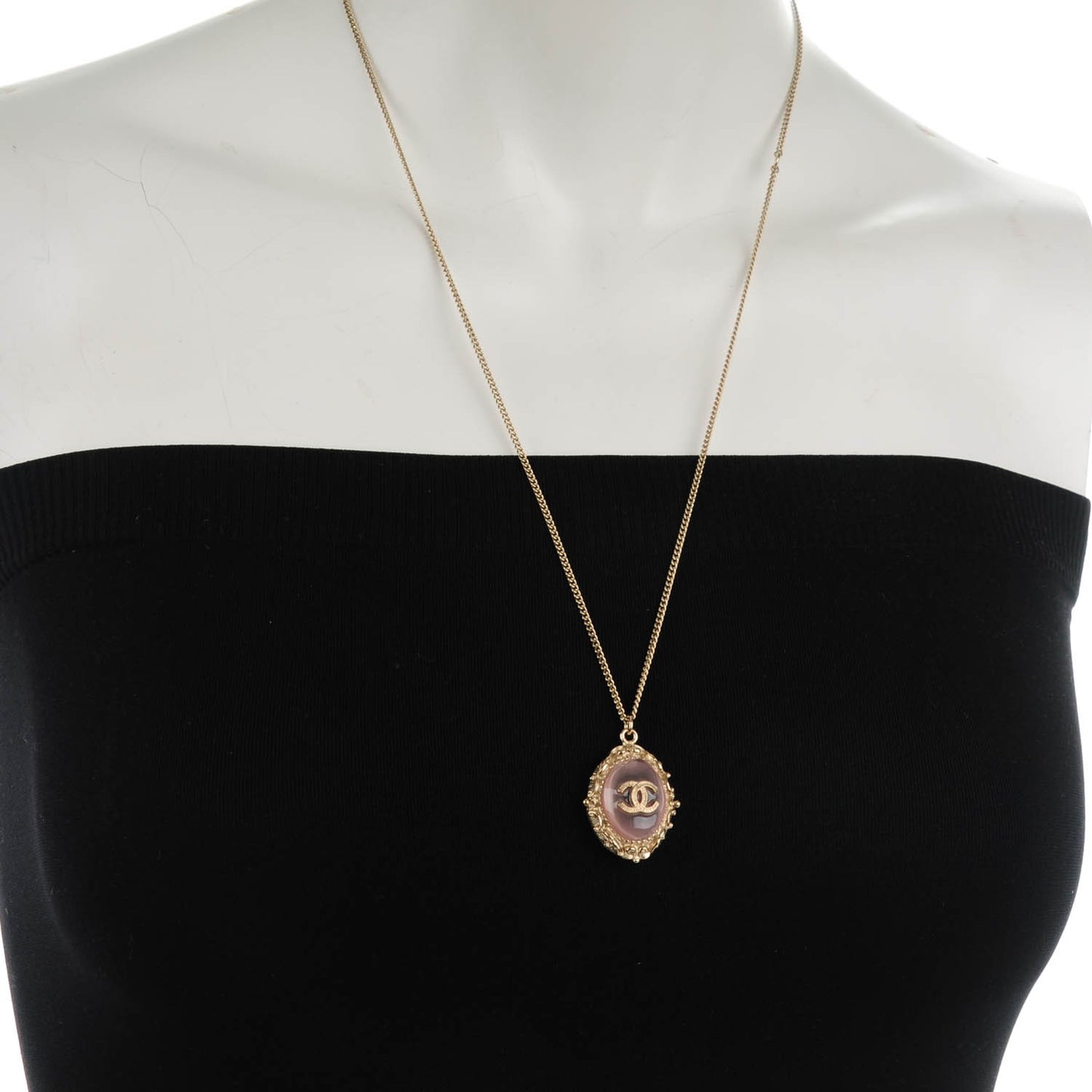 Resin CC Medallion Pendant Necklace Gold Pink