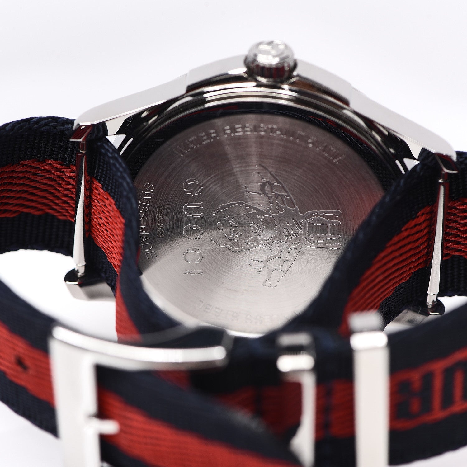 Gucci Stainless Steel Nylon 38mm Le Marche Des Merveilles Snake Quartz Watch Navy 4 of 5