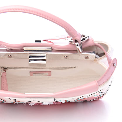 Fendi Nappa Canvas Patent Ombre Embroidered Bird Of Paradise Mini Peekaboo Iconic Satchel Pink 5 of 16