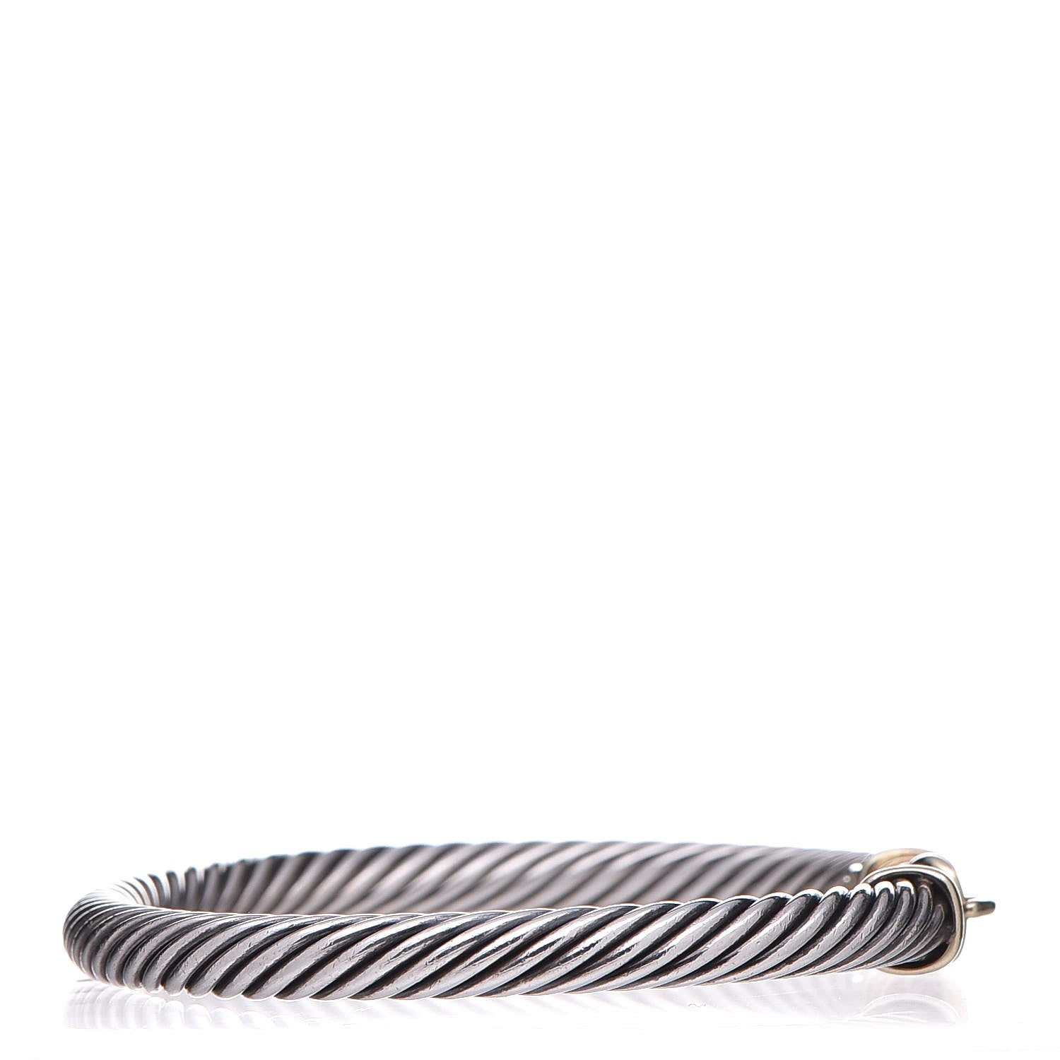 David Yurman Sterling Silver 14K Yellow Gold 5mm Cable Classic Buckle Bracelet 5 of 8