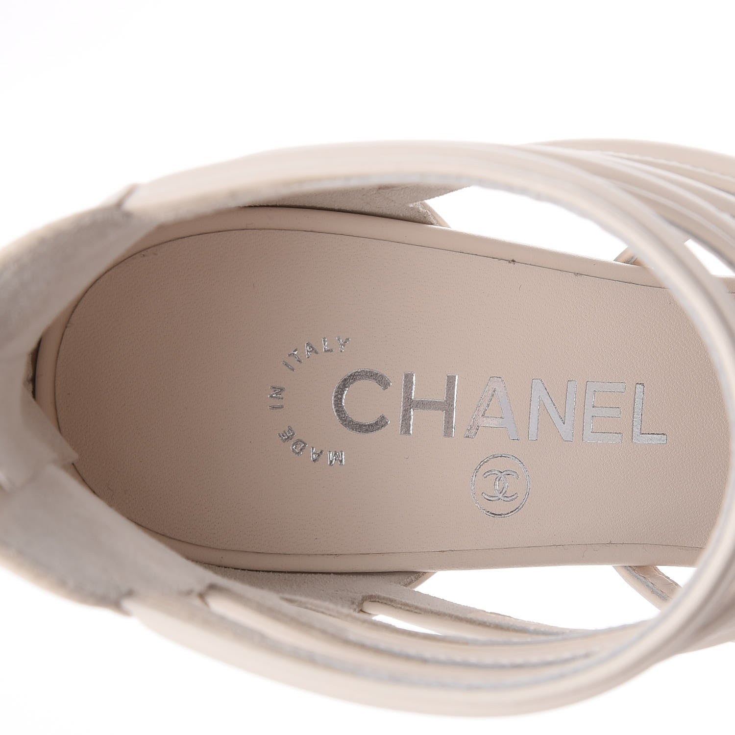 Chanel Calfskin CC Chain Sandals 37.5 White 7 of 9