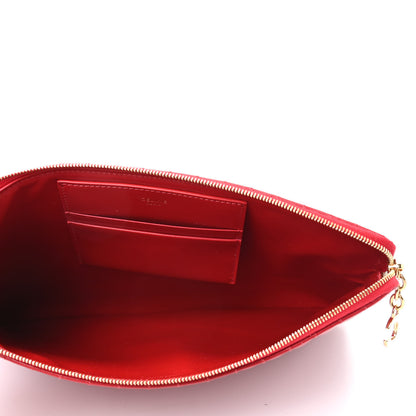 Celine Calfskin Quilted C Charm Pouch Red 5 of 7