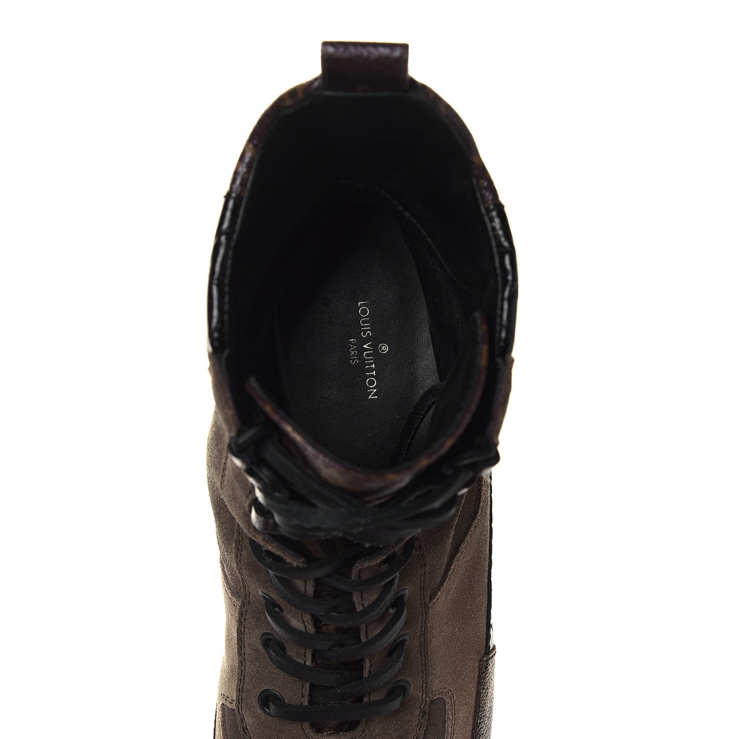 Suede Calfskin Monogram Laureate Platform Desert Boots 39 Taupe
