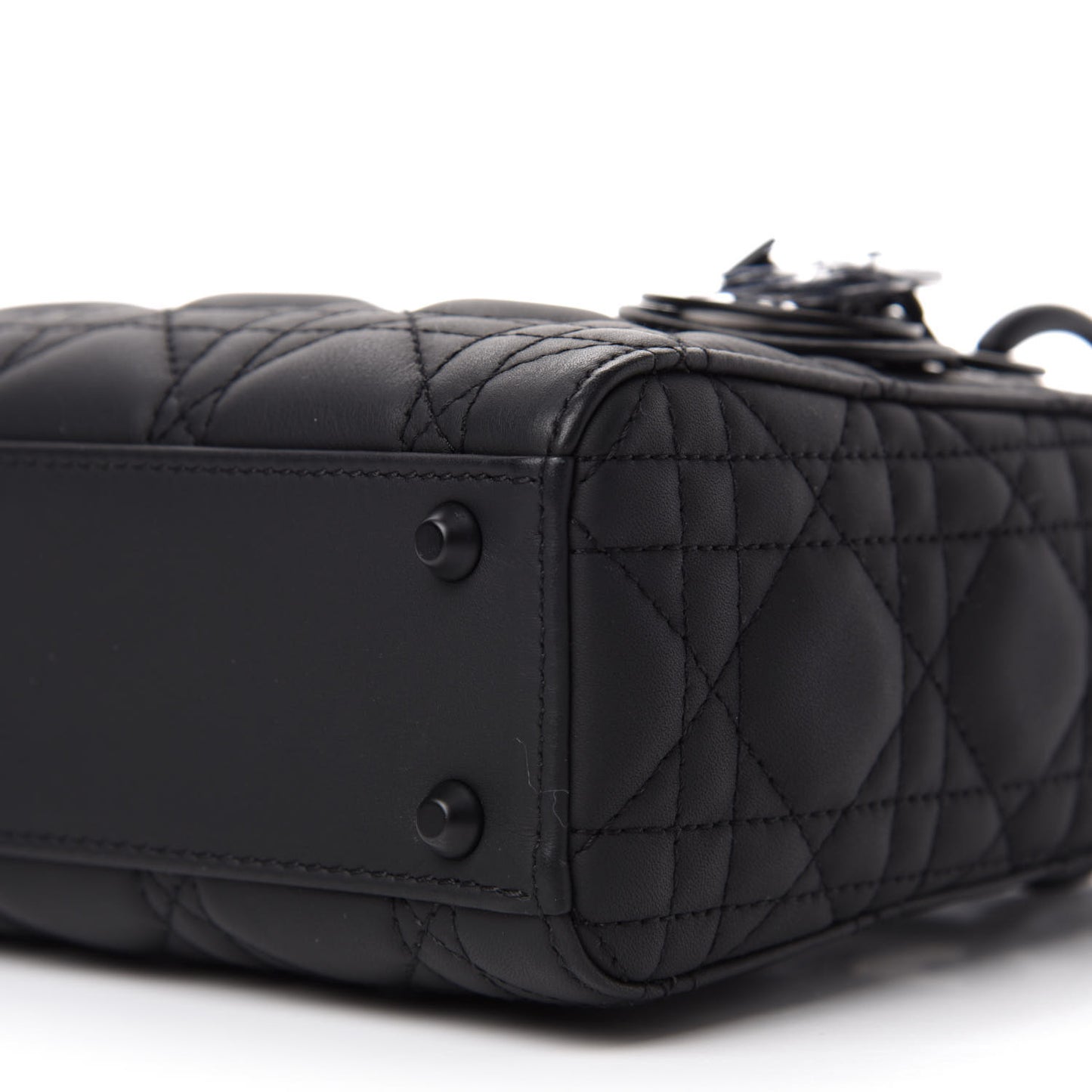 Ultra Matte Calfskin Cannage Mini Lady Dior Black