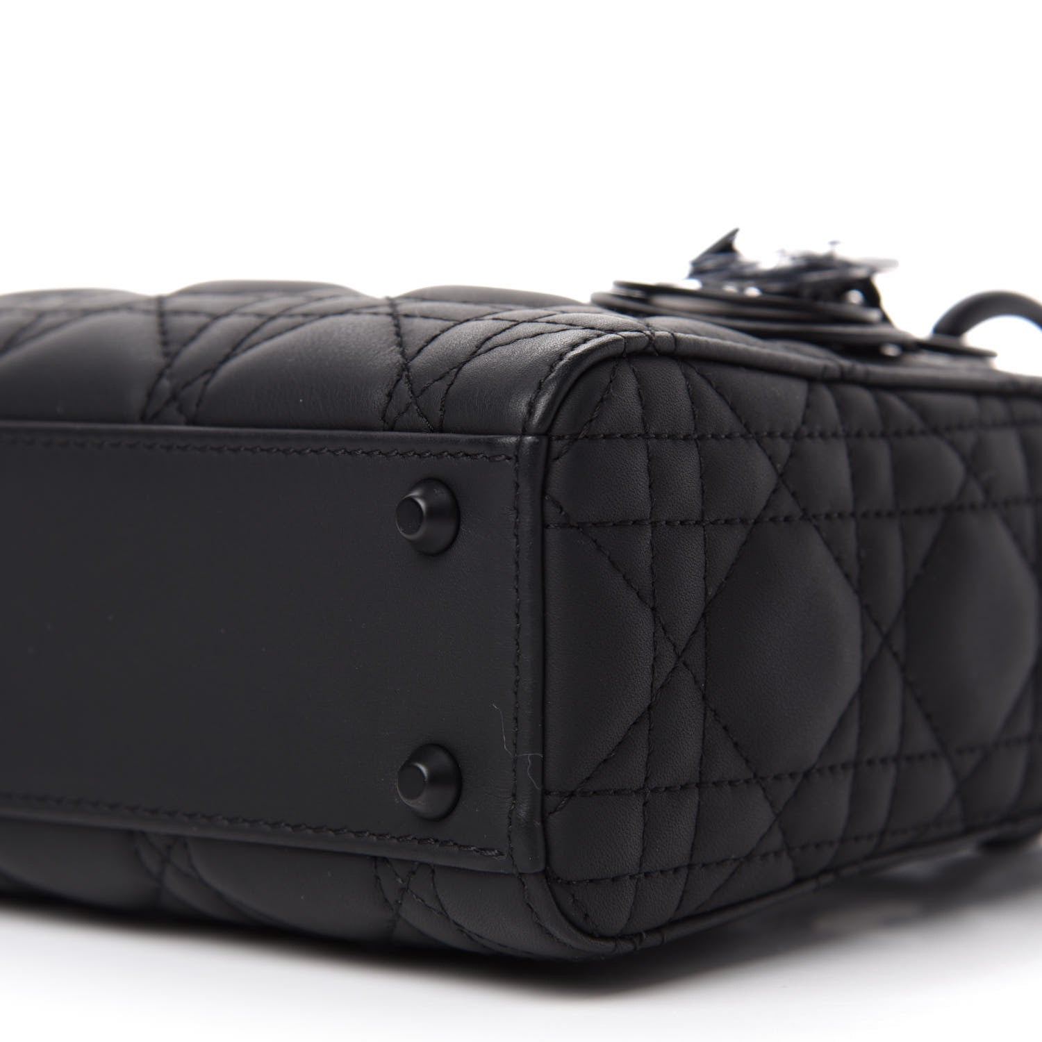 Christian Dior Ultra Matte Calfskin Cannage Mini Lady Dior Black 7 of 11