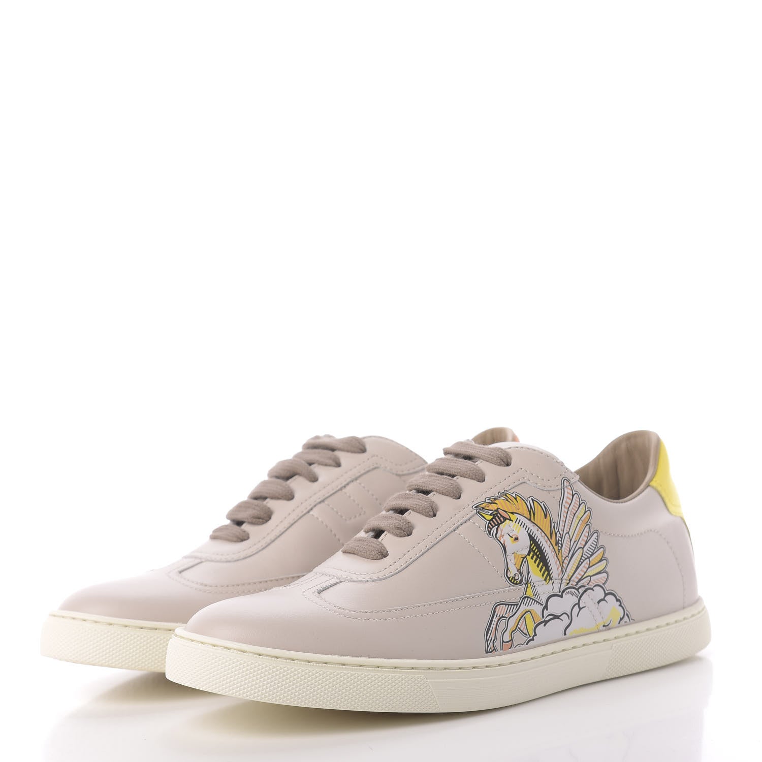 Hermes Calfskin Pegase Pop Quicker Sneakers 37.5 Beige Multicolor 3 of 12
