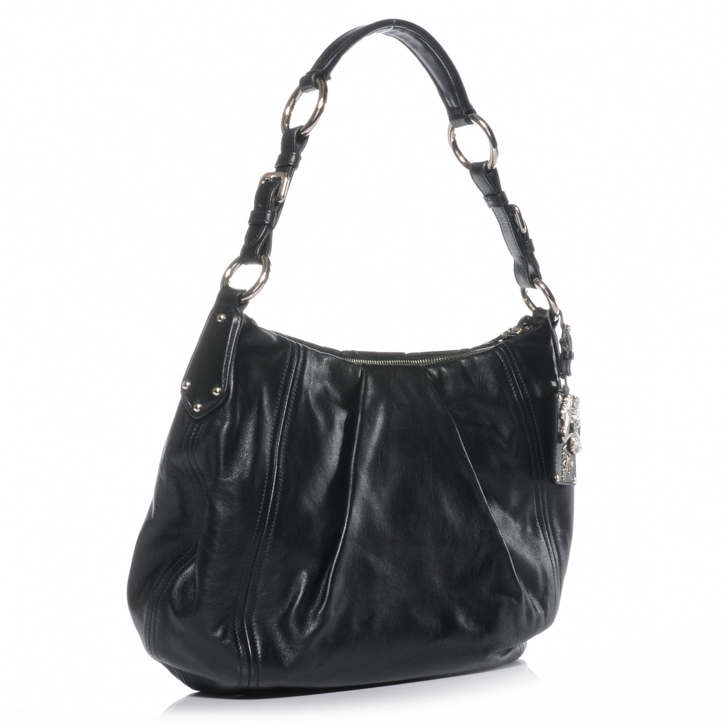 Soft Calf Pleated Hobo Nero Black