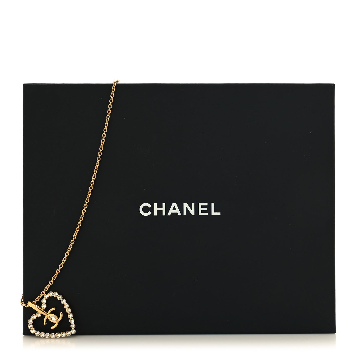Crystal CC Heart Necklace Gold