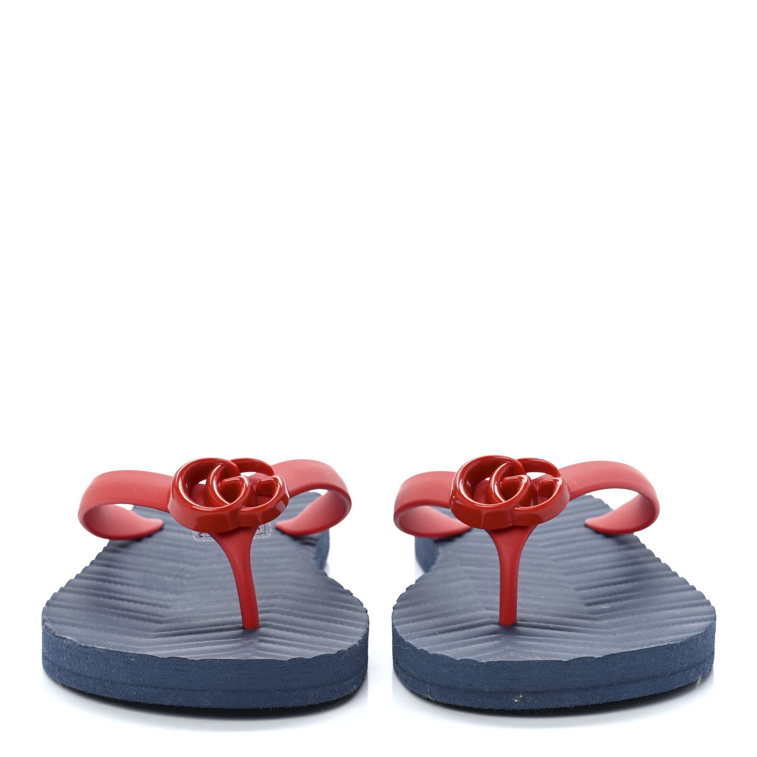 Gucci Rubber Chevron Mens GG Thong Flat Sandals 11 Orange Red 2 of 8