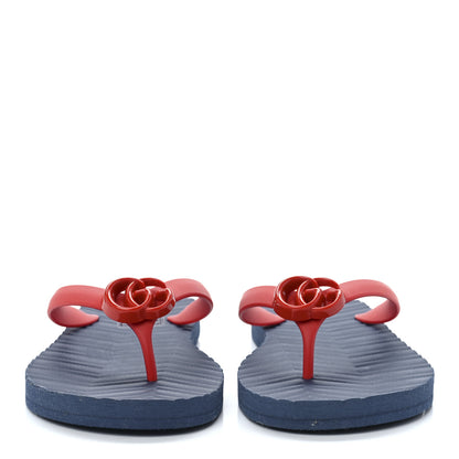 Gucci Rubber Chevron Mens GG Thong Flat Sandals 11 Orange Red 2 of 8