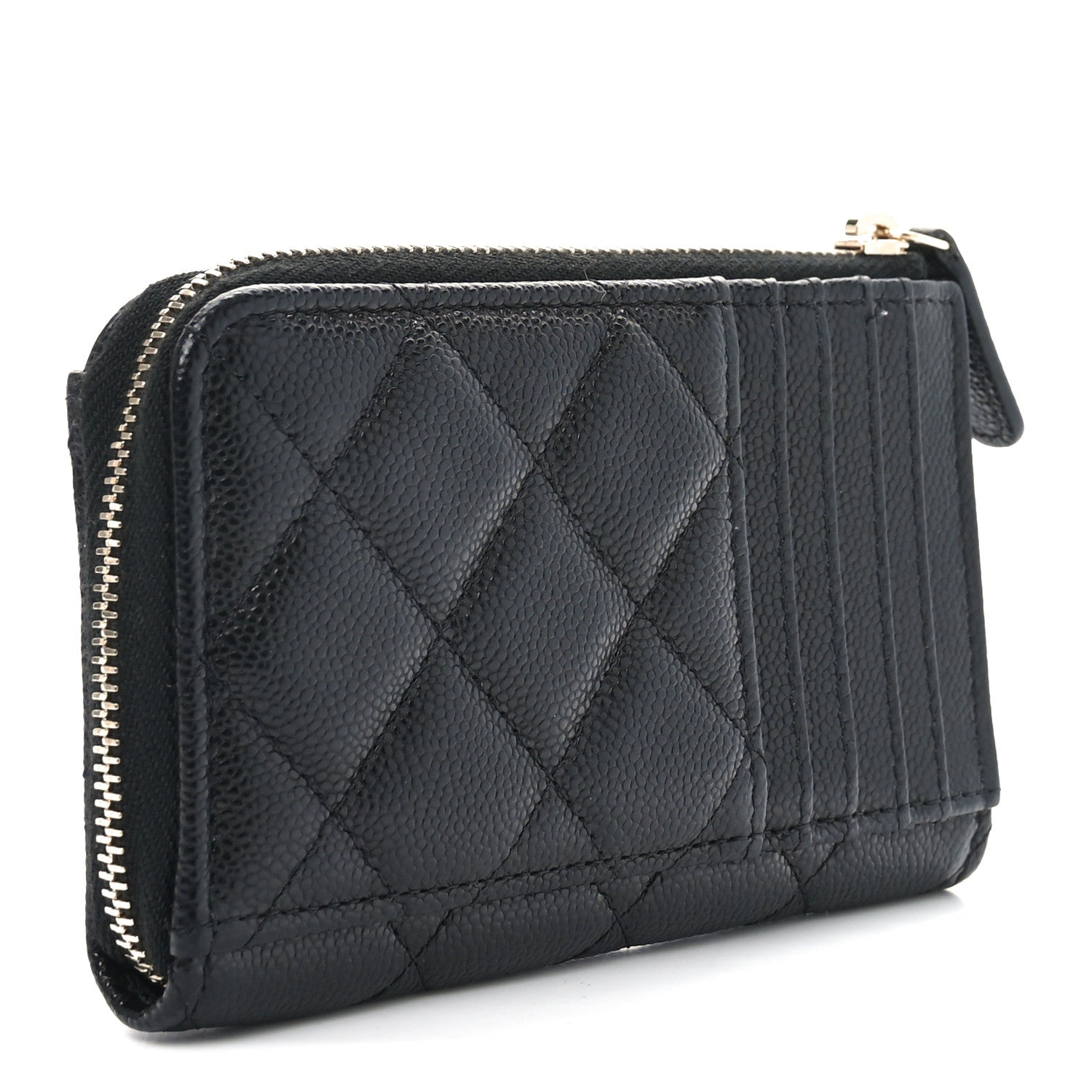 Chanel Caviar Quilted CC Zip Around Card Holder Black 3 of 8