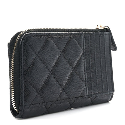 Chanel Caviar Quilted CC Zip Around Card Holder Black 3 of 8