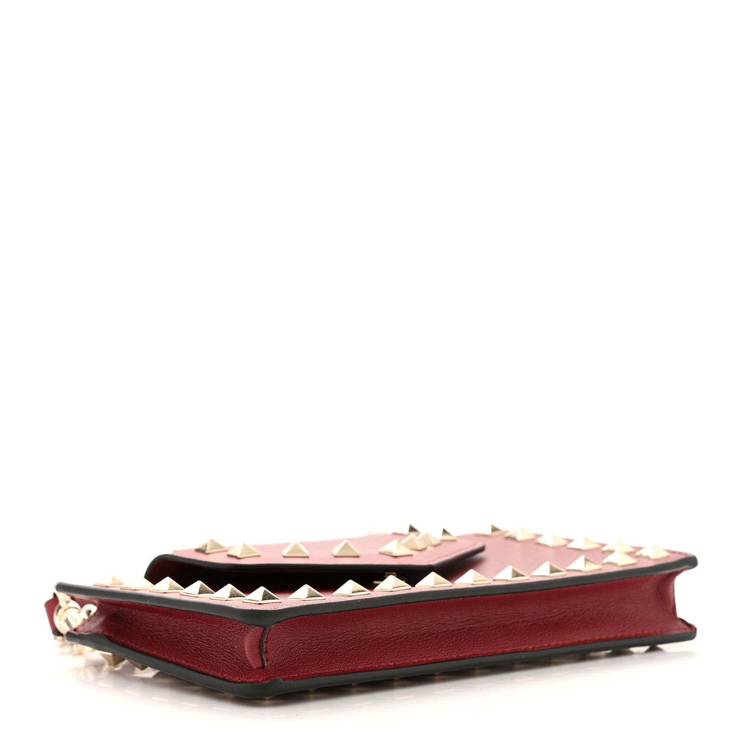 Valentino Garavani Calfskin Rockstud Phone Case With Chain Rubino 4 of 12