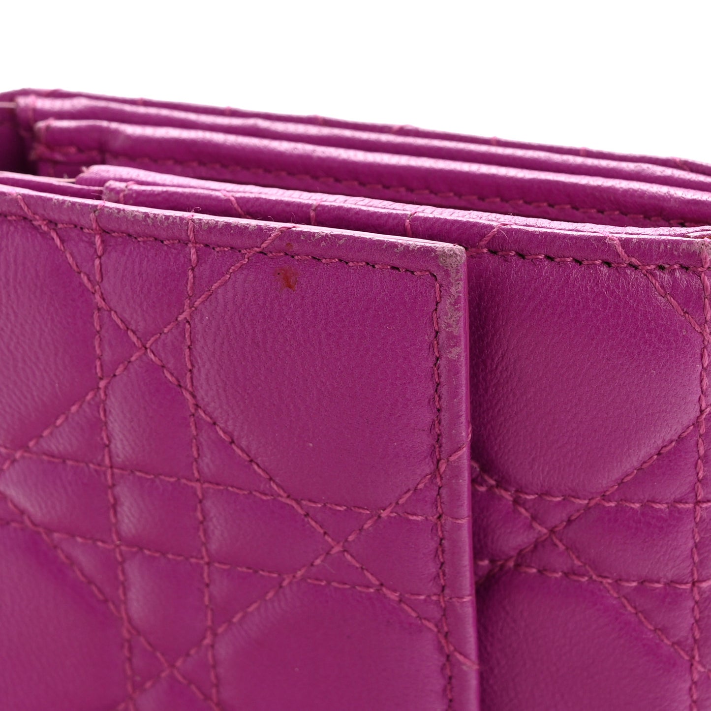 Lambskin Cannage Miss Dior Chain Wallet Dark Pink